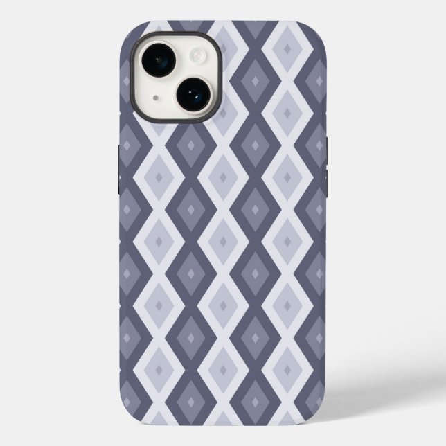 Coques Case-Mate iPhone Nuances de bleu gris motif diamant (Verso)