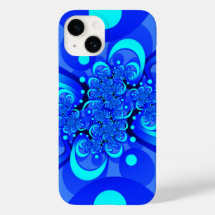 Coque Pour iPhone 14 Nuances de bleu moderne art fractal Abstrait
