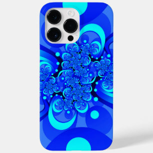 Coque Pour Pour iPhone 14 Pro Max Nuances de bleu moderne art fractal Abstrait
