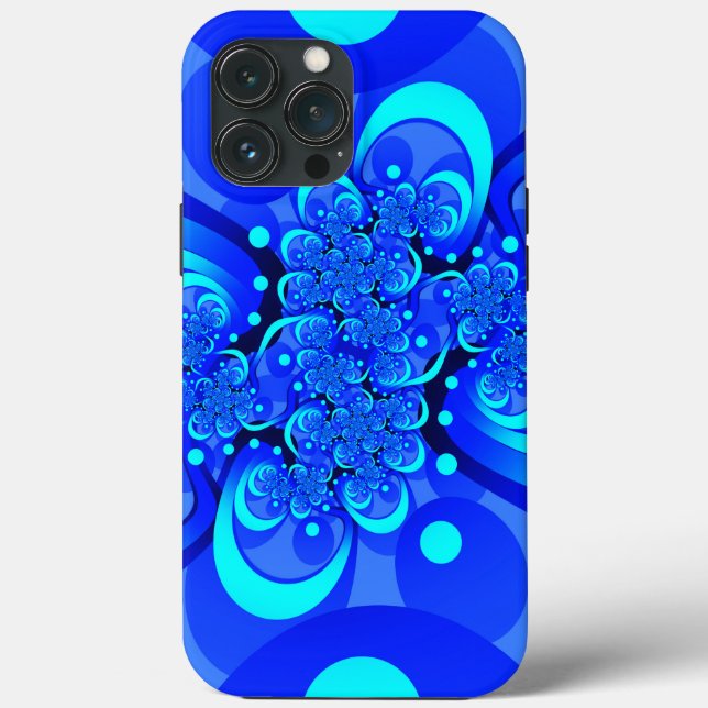 Coques Case-Mate iPhone Nuances de bleu moderne art fractal Abstrait (Verso)