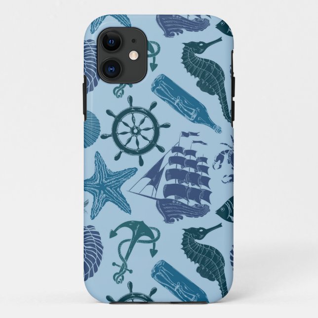 Coques Case-Mate iPhone Nuances nautiques de motif bleu (Dos)