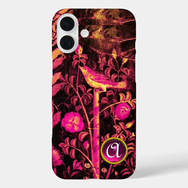 Coques Case-Mate iPhone NUIT AVEC MONOGRAMME ROSE, Rose Black Jaune (Verso)