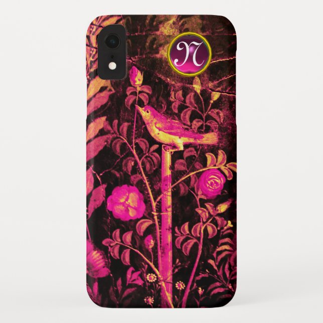 Coques Case-Mate iPhone NUIT AVEC MONOGRAMME ROSE, Rose Black Jaune (Dos)