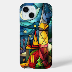 Coque Pour iPhone 15 Nuit de l'église de Noël en verre