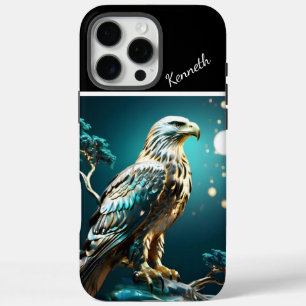 Coques iPhone 16 Pro Max Nuit illuminée de Lune avec Aigle d'Or