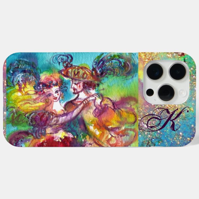 COQUES Case-Mate iPhone NUIT MASQUÉRADE / MONOGRAMME DE DANSE CARNAVALE (Verso (horizontal))