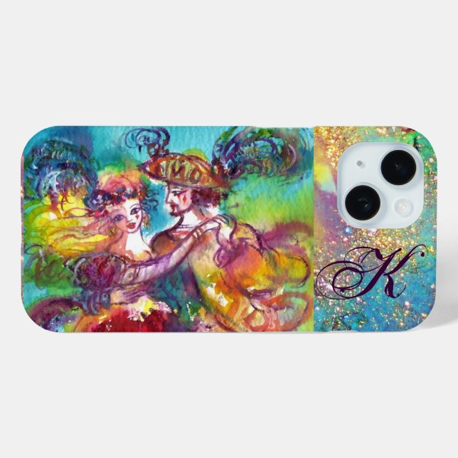 COQUES Case-Mate iPhone NUIT MASQUÉRADE / MONOGRAMME DE DANSE CARNAVALE (Verso (horizontal))