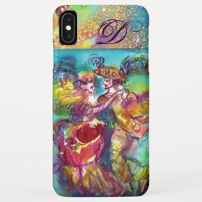 COQUES Case-Mate iPhone NUIT MASQUÉRADE / MONOGRAMME DE DANSE CARNAVALE (Dos)