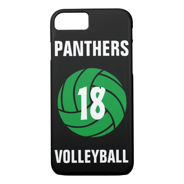 Coques Case-Mate iPhone Numéro de volley-ball vert personnalisé et boîtier (Dos)