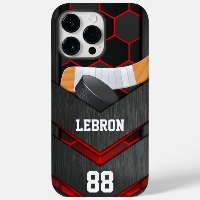 Coques Case-Mate iPhone Numéro et nom de hockey américain personnalisé (Verso)