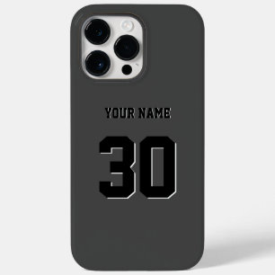 Coque Pour Pour iPhone 14 Pro Max Numéro et nom personnalisés en noir simple