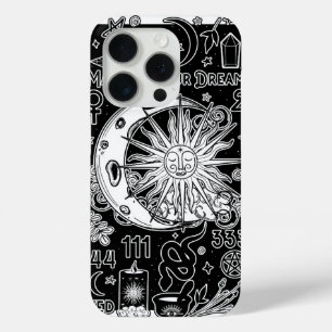 Coque iPhone 15 Pro Numérologie chanceuse Manifestation Magie noir & b