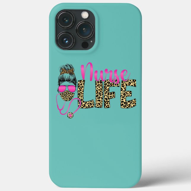 Coques Case-Mate iPhone Nurse Life Messy Bun Hair Leopard Nurses Day (Verso)