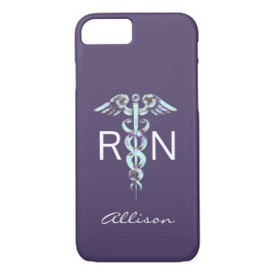 Case-Mate iPhone Case Nurse RN Caduceus Purple Blue Personnalisé