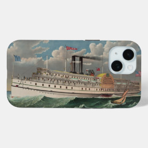 Coque Pour iPhone 15 NY Voyage Grand Bateau à roue à aubes à vapeur The
