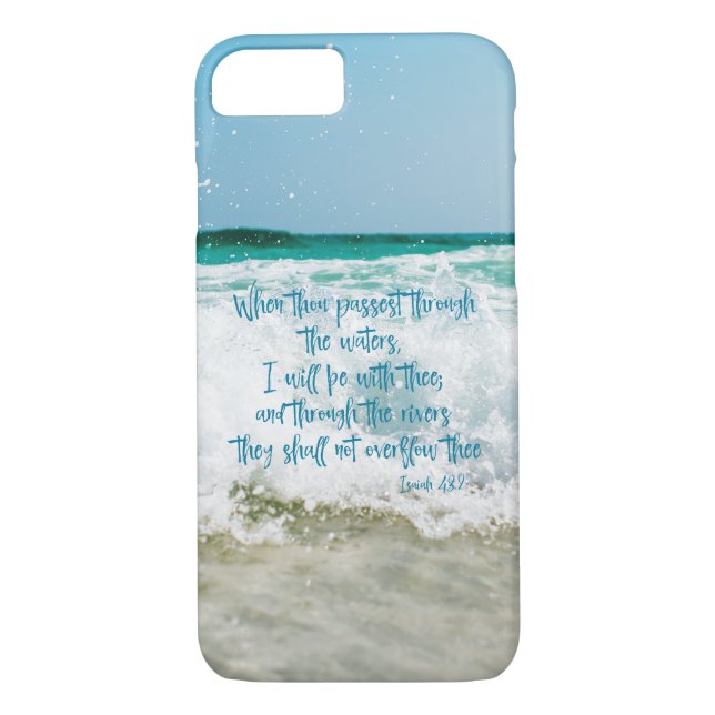 Coques Case-Mate iPhone Océan avec la Bible d'Isaïe Verse (Dos)