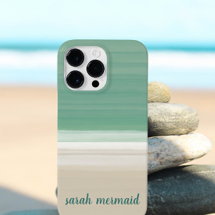 Coques iPhone 16 Pro Ocean Beach Modern Watercolor Brush Strots Nom