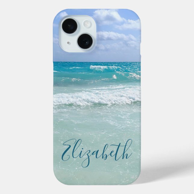 Coques Case-Mate iPhone Ocean Beach Waves Ajouter Votre Nom (Verso)