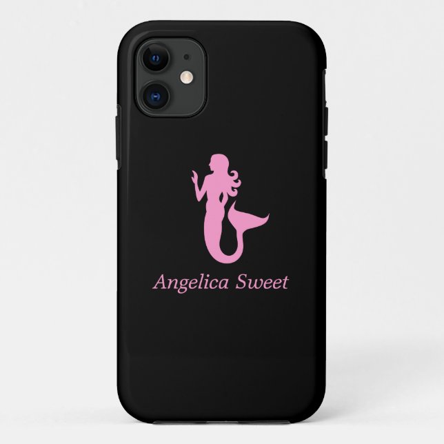 Coques Case-Mate iPhone Océan Glow_Pink-on-Black Mermaid_personalized (Dos)