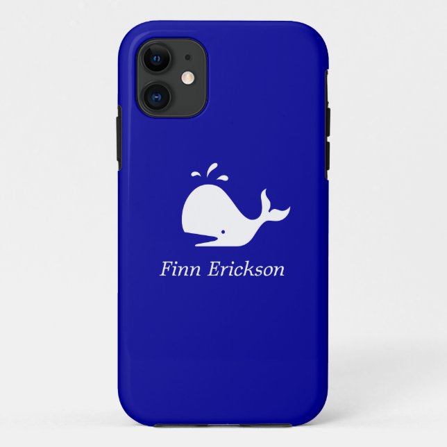 Coques Case-Mate iPhone Ocean Glow_White-on-Blue Whale_personnalisée (Dos)