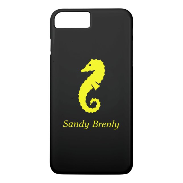 Coques Case-Mate iPhone Ocean Glow_Yellow-on-Black Seahorse_personnalisé (Dos)