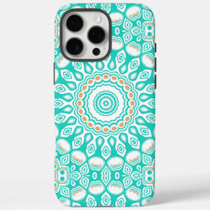 Coques iPhone 16 Pro Max Océan Turquoise et Beige Mandala Motif