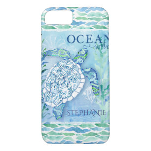 Coques Pour iPhone Océan Wave Triangle moderne Motif Sea Turtle