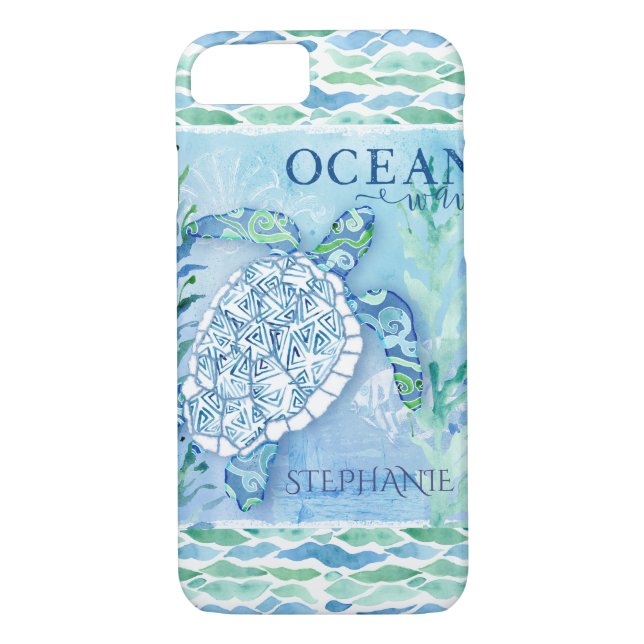 Coques Case-Mate iPhone Océan Wave Triangle moderne Motif Sea Turtle (Dos)