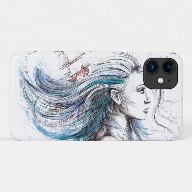 Coques Case-Mate iPhone Océane fille Naureal aquarelle art (Dos (Horizontal))
