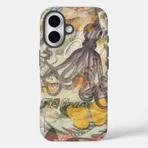 Coque Pour iPhone 16 Octopus Beach Antique Côte Steampunk