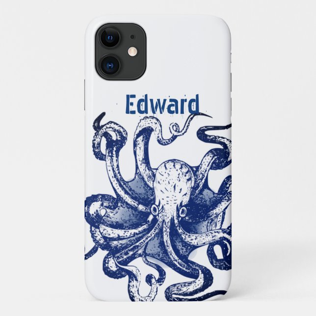 Coques Case-Mate iPhone Octopus bleu (Dos)