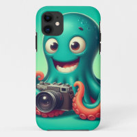 Octopus drôle tenir une caméra