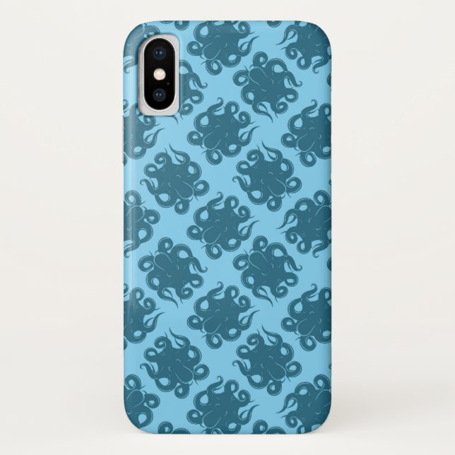 Coques Case-Mate iPhone Octopus sur Motif bleu (Dos)