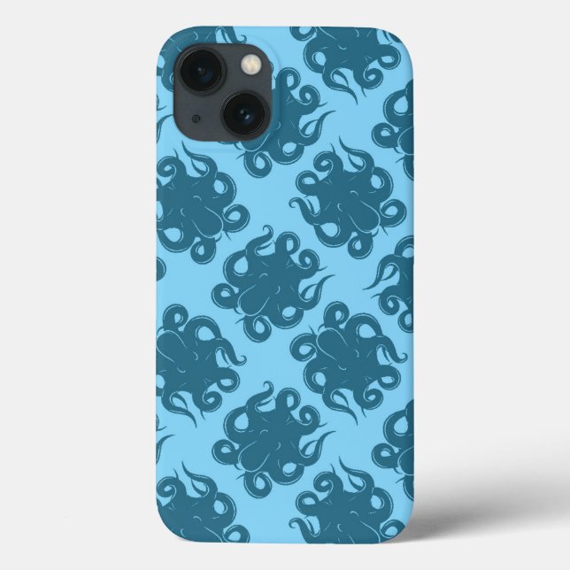 Coques Case-Mate iPhone Octopus sur Motif bleu (Verso)