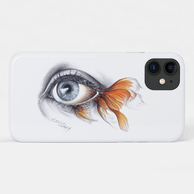 Coques Case-Mate iPhone Oeil avec queue de poisson rouge Art du dessin sur (Dos (Horizontal))
