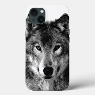 iPhone 13 Coque Oeil de loup noir et blanc