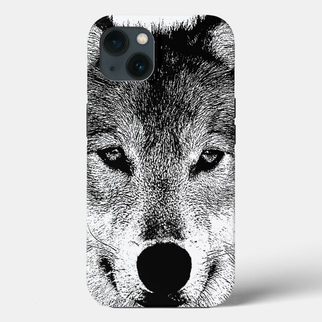 Coques Case-Mate iPhone Oeil de loup sauvage noir et blanc (Verso)