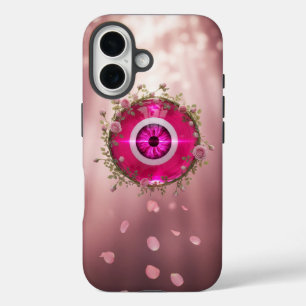 Coque Pour iPhone 16 Œil evil rose surréaliste avec vignes de rose
