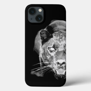 iPhone 13 Coque Oeil Jaguar noir et blanc