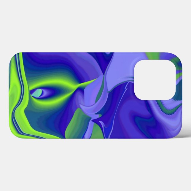Coques Case-Mate iPhone Oeil mal, 3D Abstrait en vert bleu violet (Verso (horizontal))