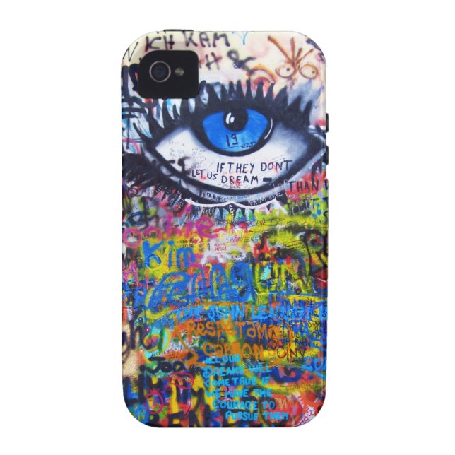 Coques Case-Mate iPhone Oeil mauvais de graffiti bleu (Dos)