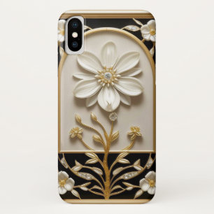 Case-Mate iPhone Case Œuvre d'art à la fleur blanche avec de l'or luxueu