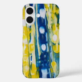 Coque Pour iPhone 16 œuvre d'art faite main/Bleu et jaune