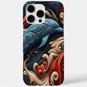 Coques iPhone 16 Pro Max Œuvre d'art inspirée des dauphins de l'océan