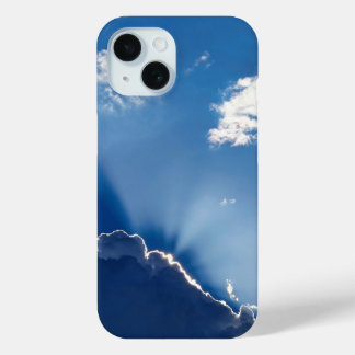 Coque Pour iPhone 15 Œuvre d'art murale rayons de soleil ciel bleu mini