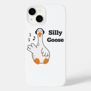Coque Pour iPhone 14 Oie Ridicule Avec Écouteurs – Oie Drôle Mignonne
