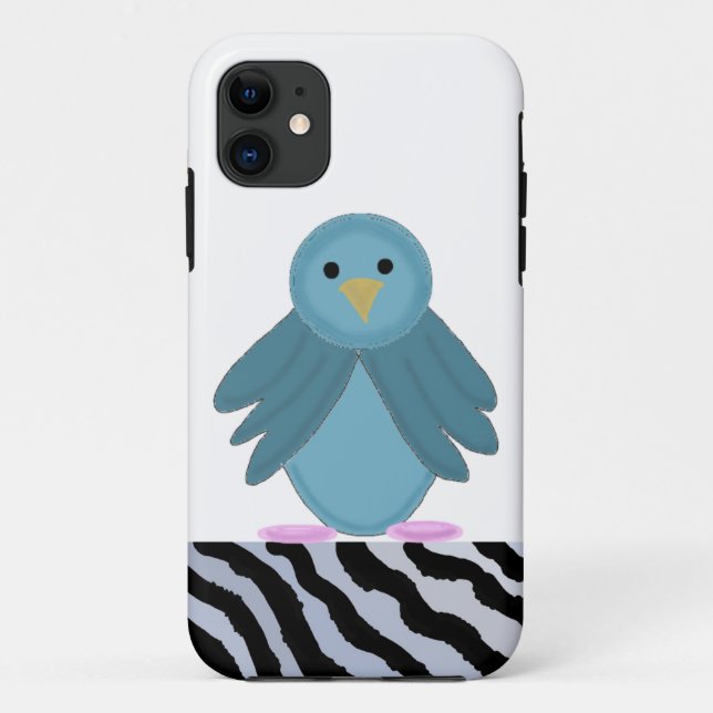 Coques Case-Mate iPhone Oiseau bleu caricature (Dos)
