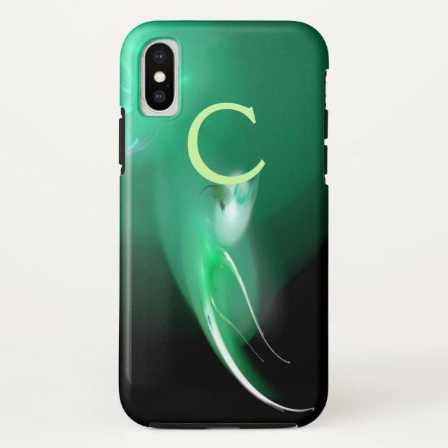 COQUES Case-Mate iPhone OISEAU CLAIR / MONOGRAMME ABSTRAIT NOIR ET VERT (Dos)