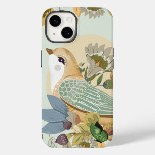Coque Pour iPhone 14 Oiseau d'art populaire nordique