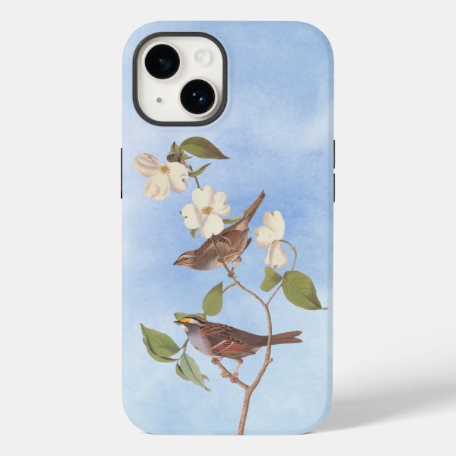 Coques Case-Mate iPhone Oiseau d'Audubuon à moelle blanche et à fleurs (Verso)